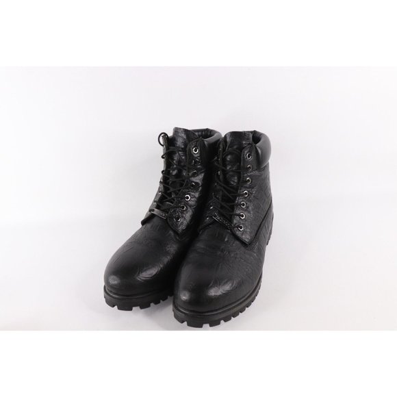 Vintage Pelle Pelle Streetwear Mens 13 Alligator Print Leather Boots Shoes Black main image 9